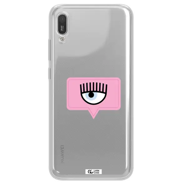 A Pink Chat Bubble With Eye And Eyelashes Huawei Y6 Pro 2019 Clear Tpu Case