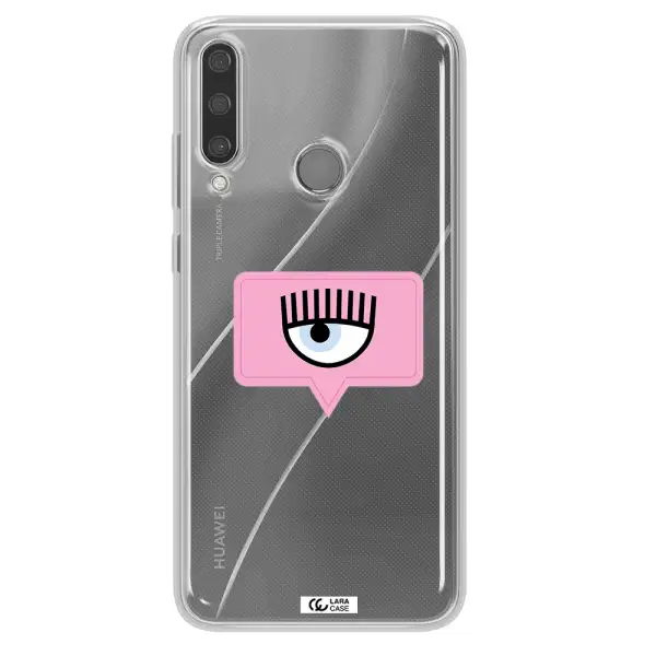 A Pink Chat Bubble With Eye And Eyelashes Huawei Y6P Clear Tpu Case