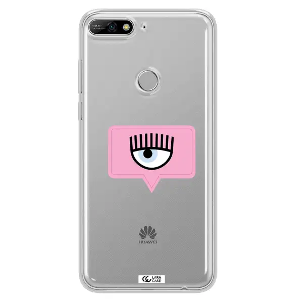 A Pink Chat Bubble With Eye And Eyelashes Huawei Y7 2018 Clear Tpu Case