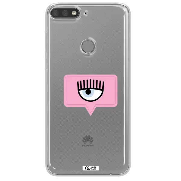 A Pink Chat Bubble With Eye And Eyelashes Huawei Y7 Prime 2018 Clear Tpu Case