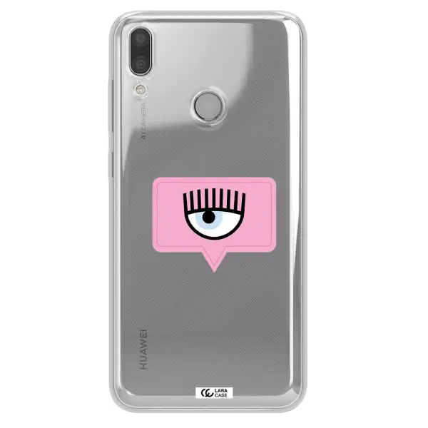 A Pink Chat Bubble With Eye And Eyelashes Huawei Y9 2019 Clear Tpu Case