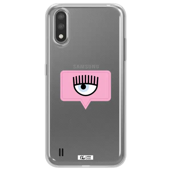 A Pink Chat Bubble With Eye And Eyelashes Samsung A01 Clear Tpu Case