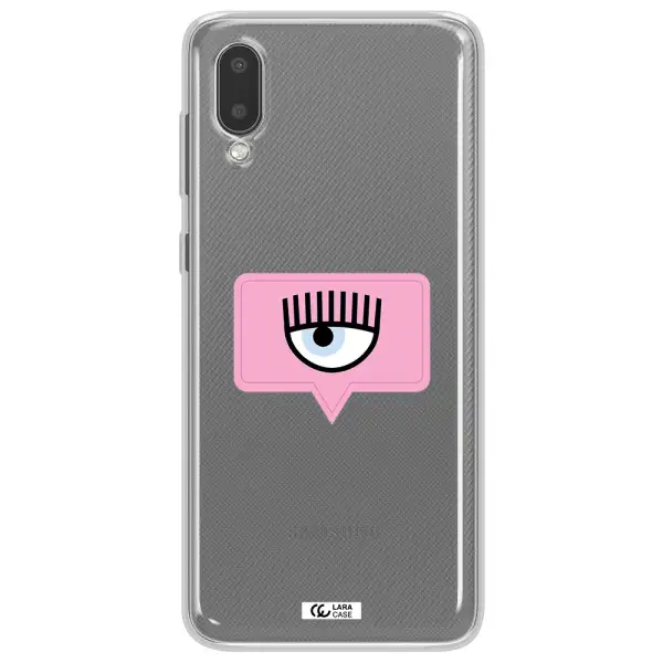 A Pink Chat Bubble With Eye And Eyelashes Samsung A02 Clear Tpu Case
