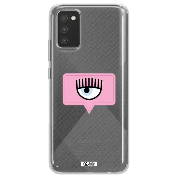 A Pink Chat Bubble With Eye And Eyelashes Samsung A02S Clear Tpu Case