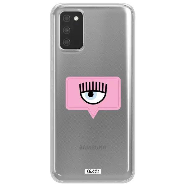 A Pink Chat Bubble With Eye And Eyelashes Samsung A03S Clear Tpu Case