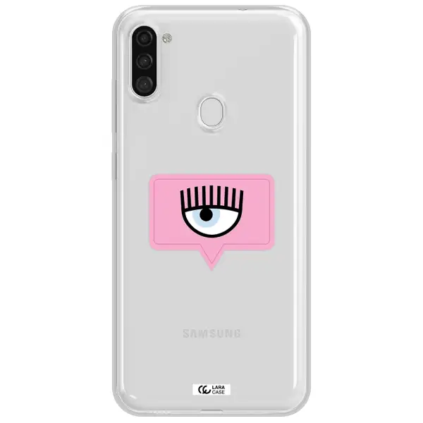 A Pink Chat Bubble With Eye And Eyelashes Samsung A11 Clear Tpu Case