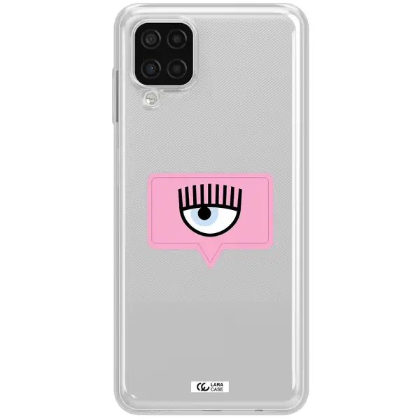 A Pink Chat Bubble With Eye And Eyelashes Samsung A12 4G Clear Tpu Case