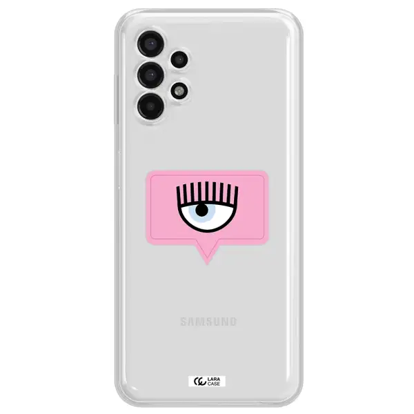 A Pink Chat Bubble With Eye And Eyelashes Samsung A13 4G Clear Tpu Case