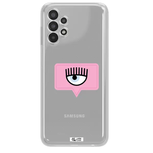 A Pink Chat Bubble With Eye And Eyelashes Samsung A13 Clear Tpu Case