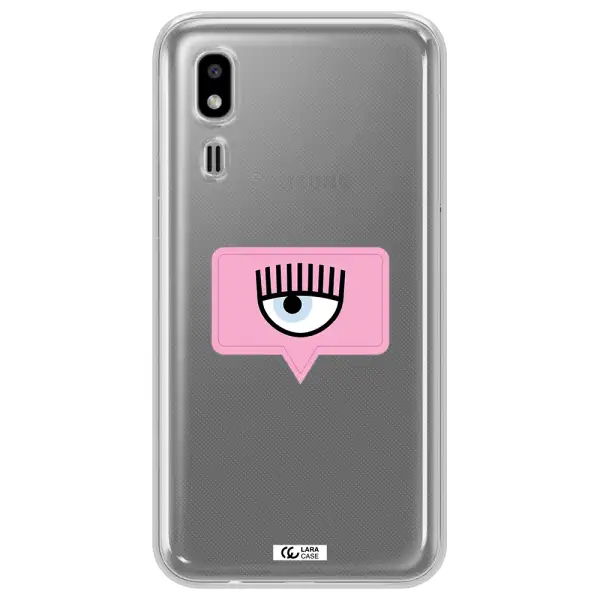 A Pink Chat Bubble With Eye And Eyelashes Samsung A2 Core Clear Tpu Case
