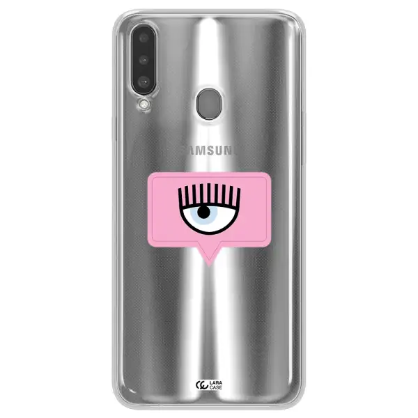 A Pink Chat Bubble With Eye And Eyelashes Samsung A20S Clear Tpu Case