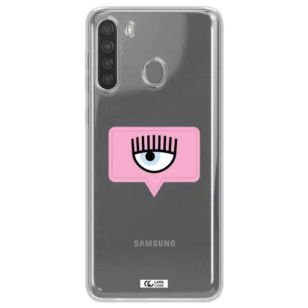 A Pink Chat Bubble With Eye And Eyelashes Samsung A21 Clear Tpu Case