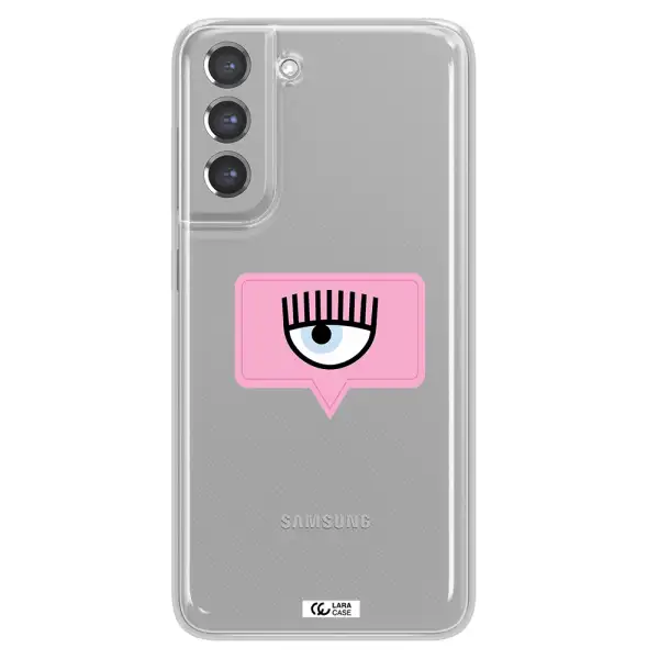 A Pink Chat Bubble With Eye And Eyelashes Samsung A21 Fe Clear Tpu Case