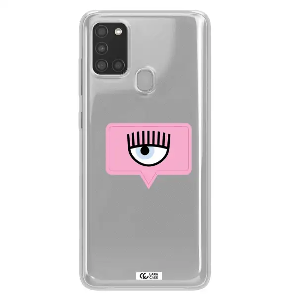 A Pink Chat Bubble With Eye And Eyelashes Samsung A21S Clear Tpu Case