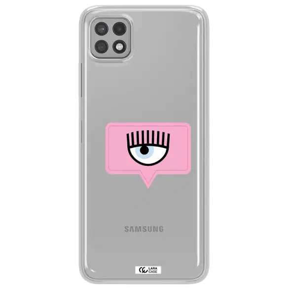 A Pink Chat Bubble With Eye And Eyelashes Samsung A22 5G Clear Tpu Case