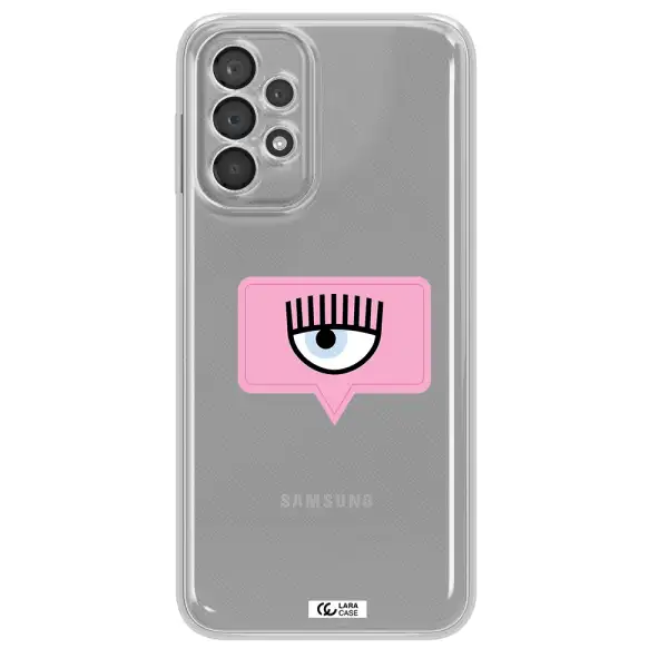 A Pink Chat Bubble With Eye And Eyelashes Samsung A23 5G Clear Tpu Case