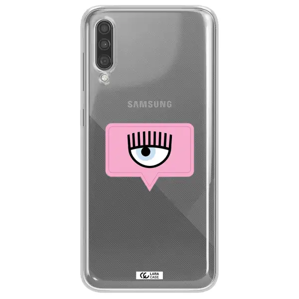 A Pink Chat Bubble With Eye And Eyelashes Samsung A30S Clear Tpu Case