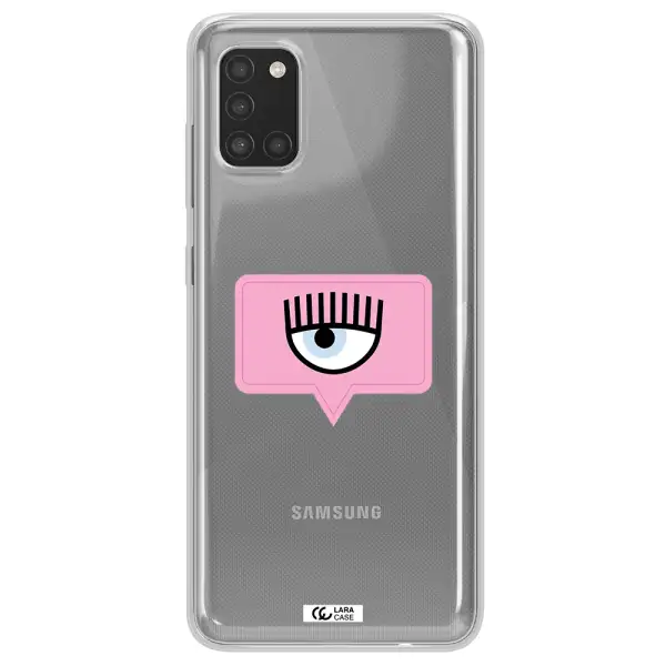 A Pink Chat Bubble With Eye And Eyelashes Samsung A31 Clear Tpu Case