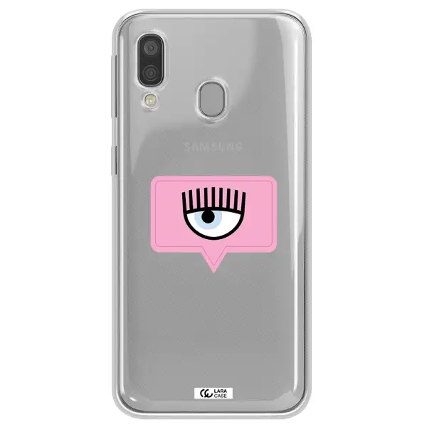 A Pink Chat Bubble With Eye And Eyelashes Samsung A40 Clear Tpu Case