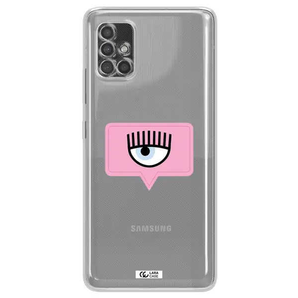A Pink Chat Bubble With Eye And Eyelashes Samsung A40S Clear Tpu Case