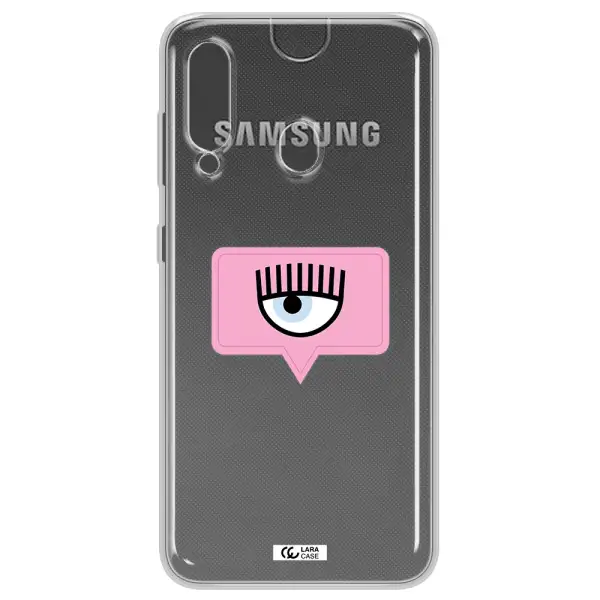A Pink Chat Bubble With Eye And Eyelashes Samsung A60 Clear Tpu Case