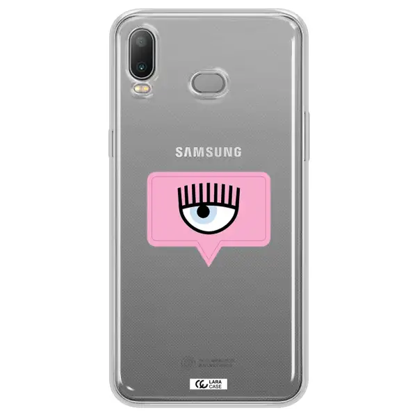 A Pink Chat Bubble With Eye And Eyelashes Samsung A6S Clear Tpu Case