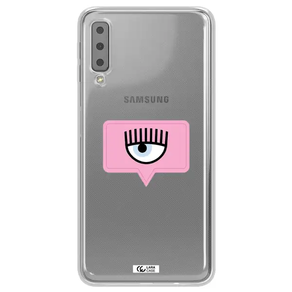 A Pink Chat Bubble With Eye And Eyelashes Samsung A7 2018 Clear Tpu Case
