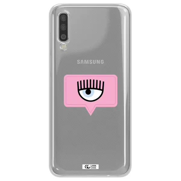 A Pink Chat Bubble With Eye And Eyelashes Samsung A70S Clear Tpu Case