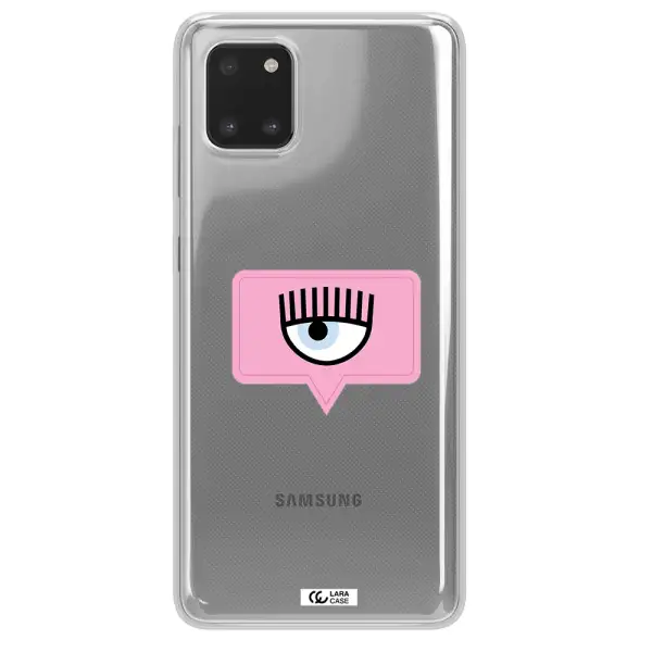 A Pink Chat Bubble With Eye And Eyelashes Samsung A81 Clear Tpu Case