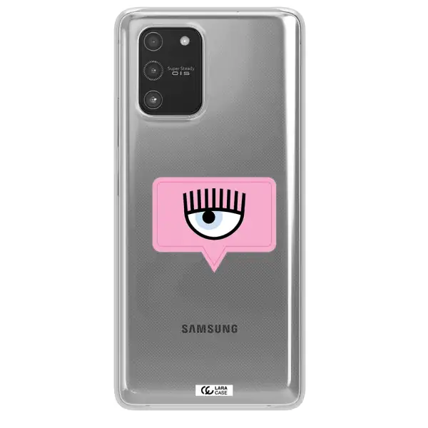 A Pink Chat Bubble With Eye And Eyelashes Samsung A91 Clear Tpu Case