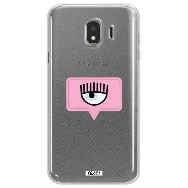 A Pink Chat Bubble With Eye And Eyelashes Samsung J4 Clear Tpu Case