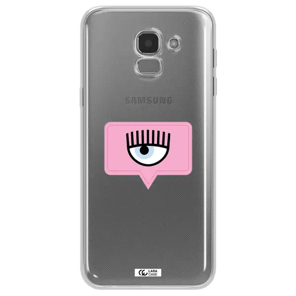 A Pink Chat Bubble With Eye And Eyelashes Samsung J6 Clear Tpu Case