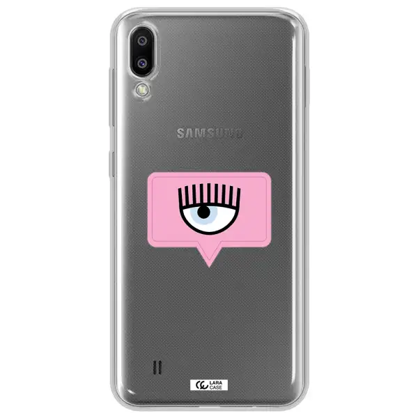 A Pink Chat Bubble With Eye And Eyelashes Samsung M10 Clear Tpu Case