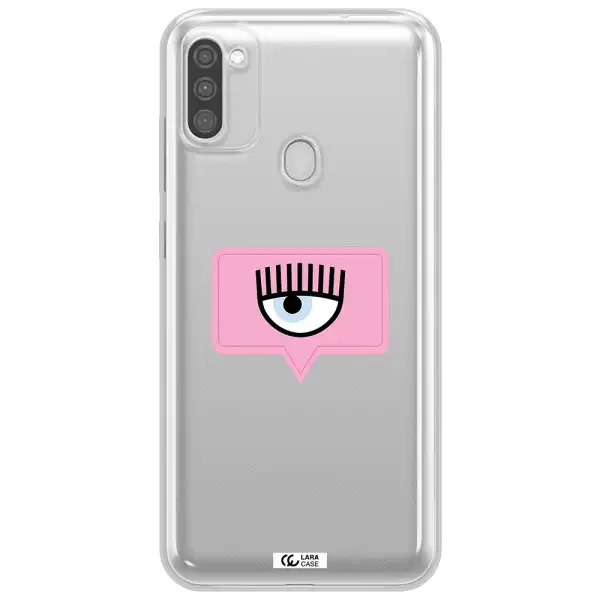 A Pink Chat Bubble With Eye And Eyelashes Samsung M11 Clear Tpu Case
