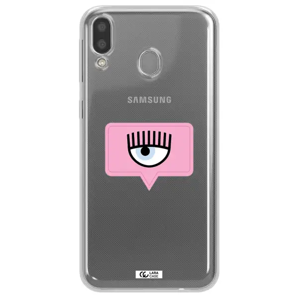 A Pink Chat Bubble With Eye And Eyelashes Samsung M20 Clear Tpu Case