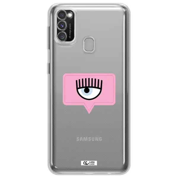 A Pink Chat Bubble With Eye And Eyelashes Samsung M30S Clear Tpu Case