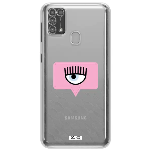 A Pink Chat Bubble With Eye And Eyelashes Samsung M31 Clear Tpu Case