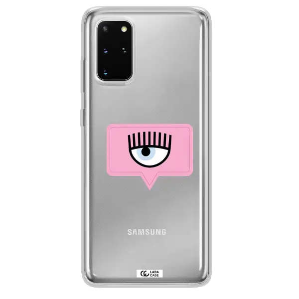 A Pink Chat Bubble With Eye And Eyelashes Samsung S 20 Plus Clear Tpu Case