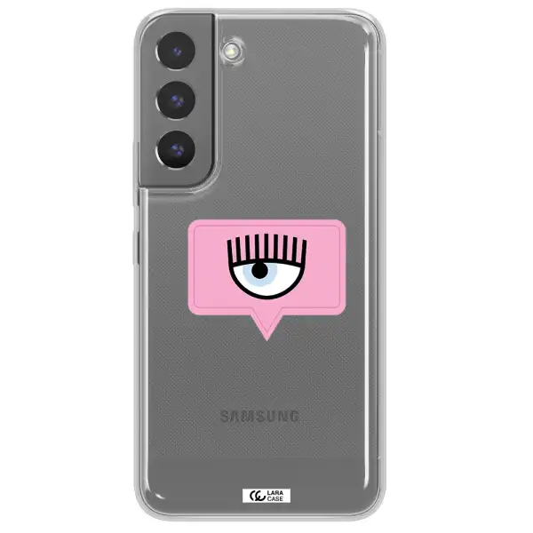 A Pink Chat Bubble With Eye And Eyelashes Samsung S 22 Plus Clear Tpu Case