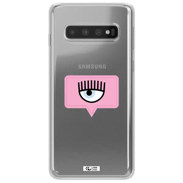 A Pink Chat Bubble With Eye And Eyelashes Samsung S10 Plus Clear Tpu Case