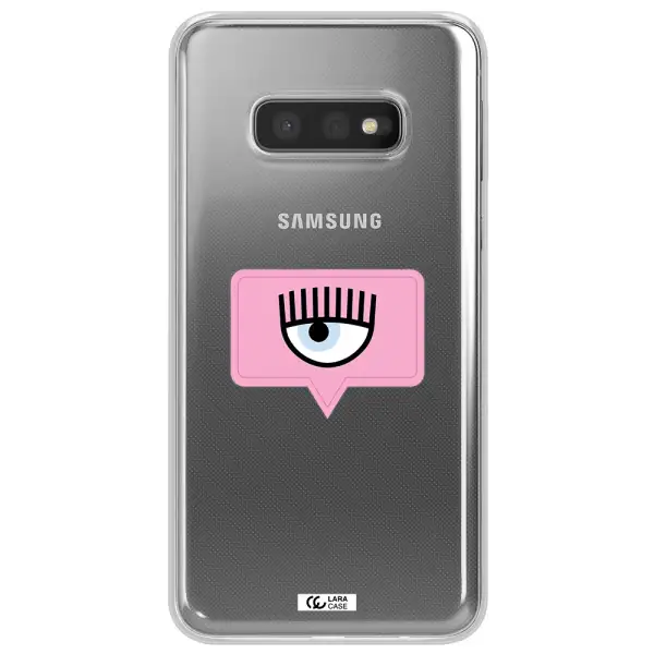 A Pink Chat Bubble With Eye And Eyelashes Samsung S10E Clear Tpu Case