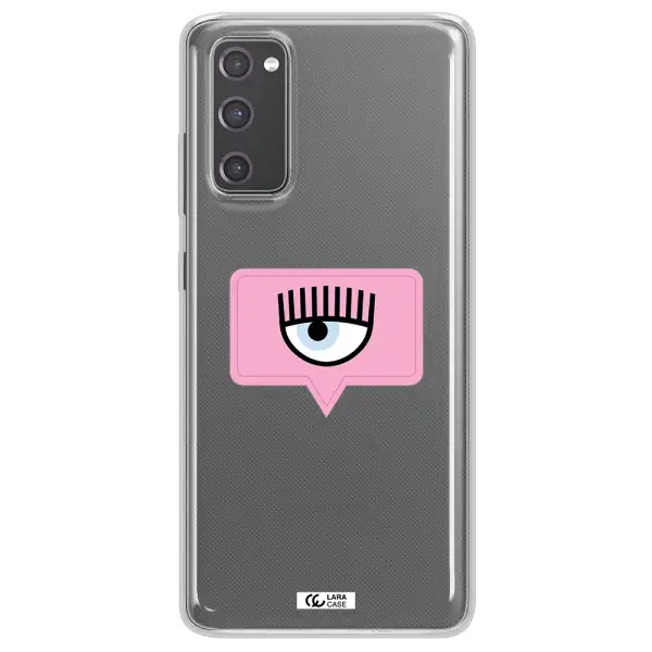 A Pink Chat Bubble With Eye And Eyelashes Samsung S20 Fe Clear Tpu Case