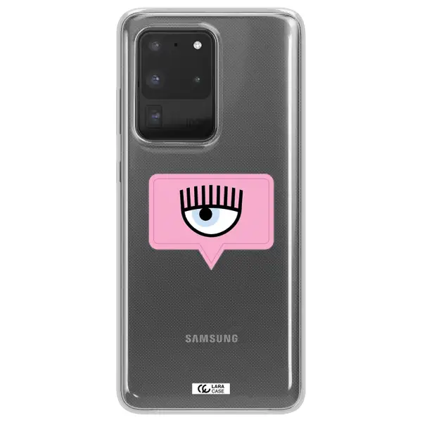 A Pink Chat Bubble With Eye And Eyelashes Samsung S20 Ultra Clear Tpu Case