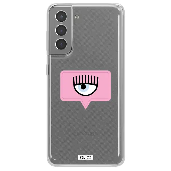 A Pink Chat Bubble With Eye And Eyelashes Samsung S21 Clear Tpu Case