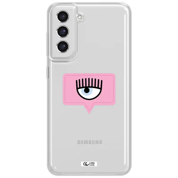 A Pink Chat Bubble With Eye And Eyelashes Samsung S21 Fe Clear Tpu Case