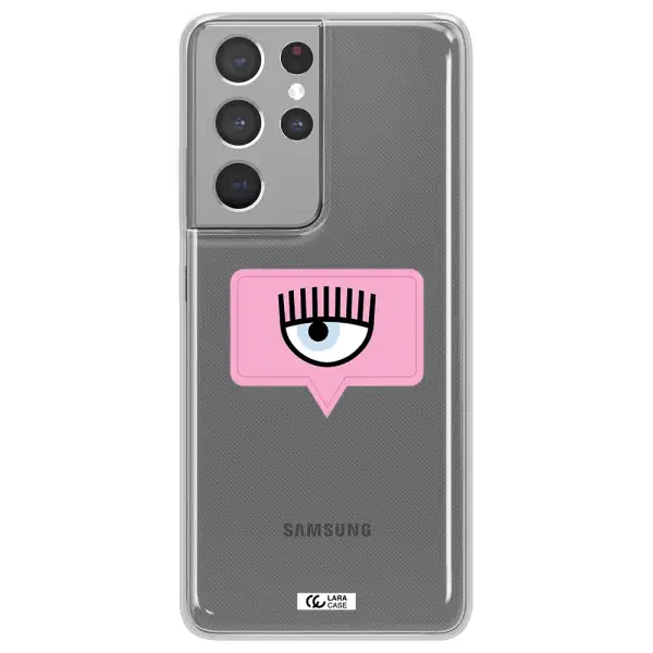 A Pink Chat Bubble With Eye And Eyelashes Samsung S21 Ultra Clear Tpu Case
