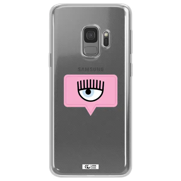 A Pink Chat Bubble With Eye And Eyelashes Samsung S9 Clear Tpu Case