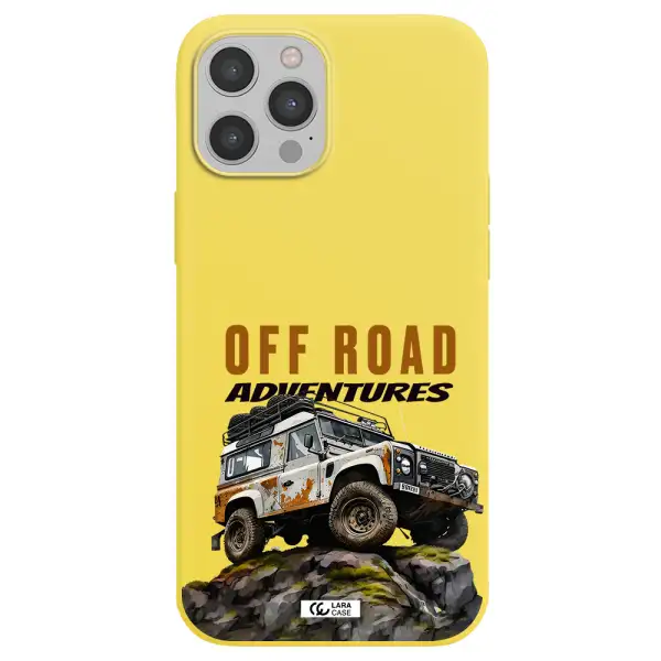 a car with rust on top Apple iPhone 12 pro max Silicone canary yellow Case