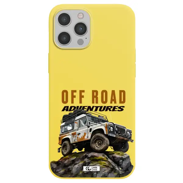 a car with rust on top Apple iPhone 12 pro Silicone canary yellow Case