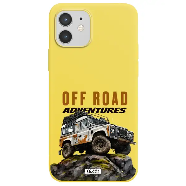 a car with rust on top Apple iPhone 12 Silicone canary yellow Case